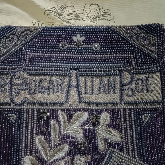 Hopeless Romantic Edgar Allen Poe The Raven Beaded Book Shaped Purse - Picture 2 of 10